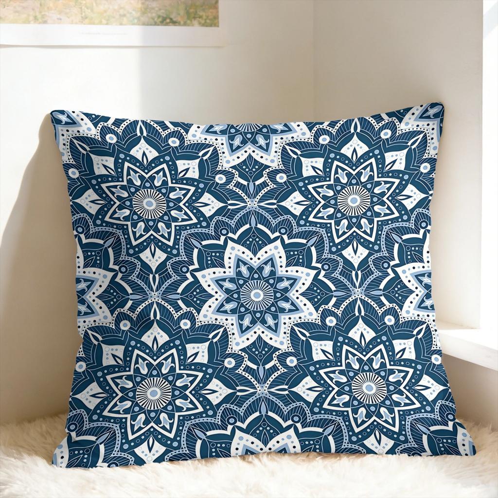 Pillow Cover Bohemian Blue And White Floral Kawaii Pillow Case For Sofa Couch Bed Living Room Pillowcases