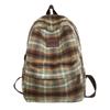 Женский рюкзак в стиле ретро, ​​шерстяной клетчатый школьный рюкзак, школьный рюкзак для девочек