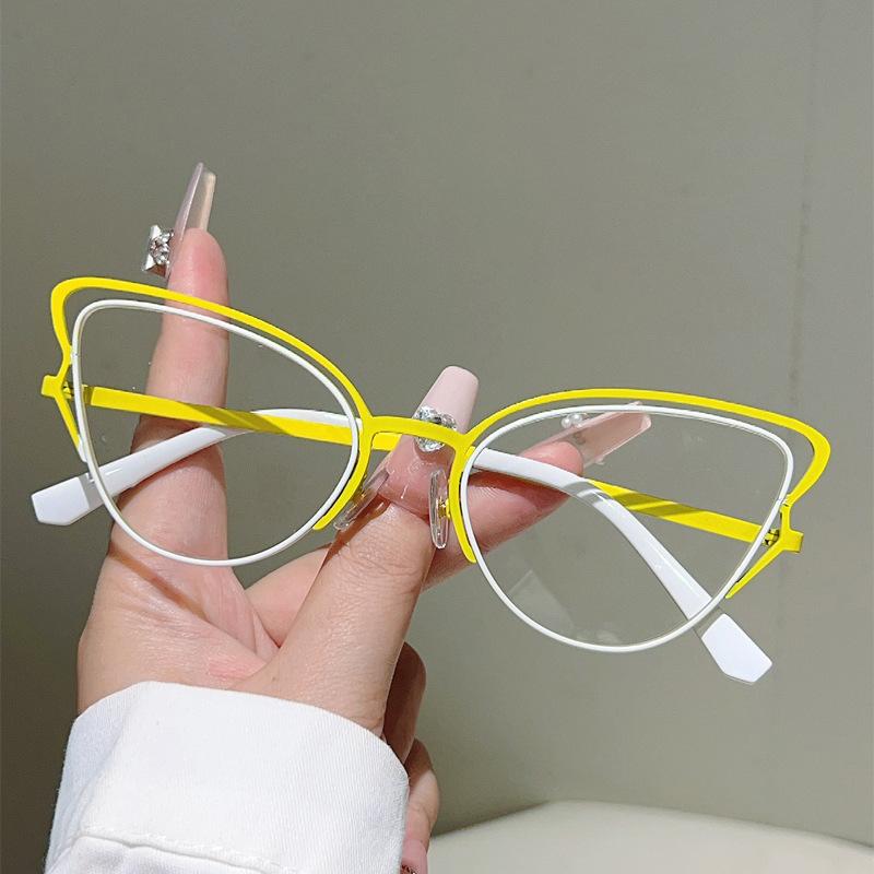 Винтажные очки с защитой от синего света для женщин, роскошные очки для коррекции близорукости на заказ, металлические очки новой формы «кошачий глаз»