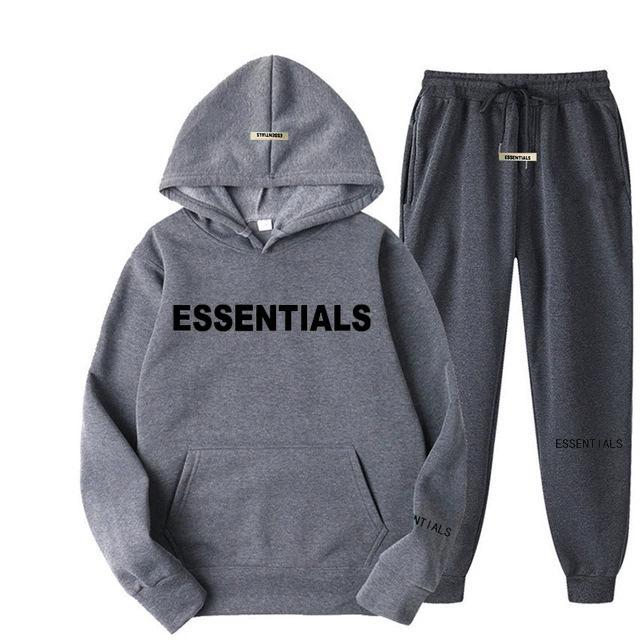 Унисекс Худи Комплект FEAR OF GOD ESSENTIALS - Двойная Строчка, Тренд Уличной Моды, Осенне-Зимний, Двухпредметный.