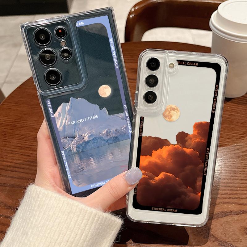 Для Samsung S25 S24 S22 Ultra Plus S23 S21 S20 Fe A55 A54 A53 A52 A35 A34 A33 A25 A15 A14 5g Snow Mountain Sunset Hill противоударный силиконовый чехол