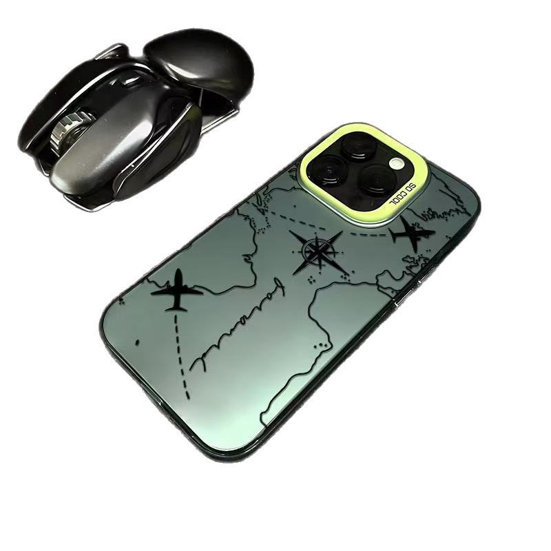 Silver Airplane Route Phone Case for Apple 17/16/15pro, 14promax, 13/12/11X