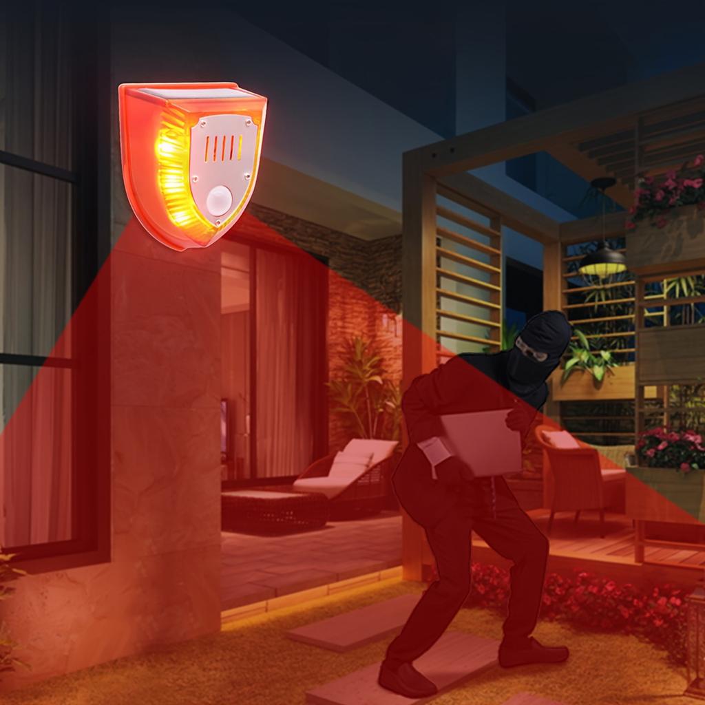 Solar Alarm Animal Induction Sound Light Outdoor Alarm Support For Orchard Villa Farm