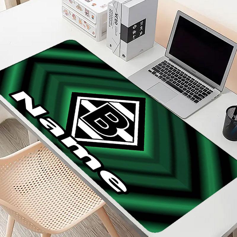 Custom Name Personalized Borussia Monchengladbach Pattern Mousepad, Laptop PC Desk Mat, Decorative Desk Mat for Home Keyboard Pad Gift