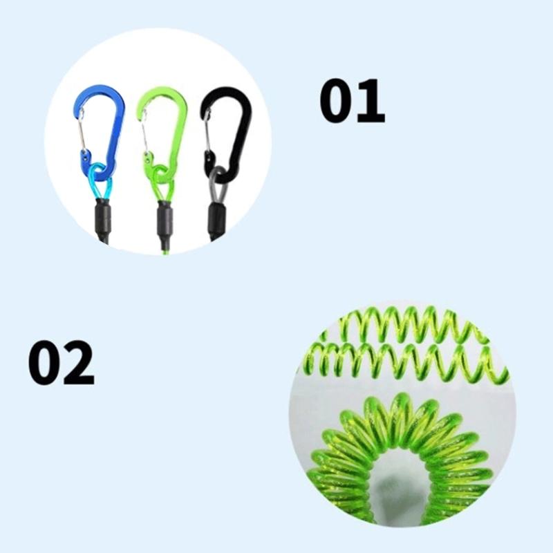 Рыболовные снасти Аксессуары Ремни для удилища Сверхпрочный шнур Веревка Страховочный шнур для весла Спиральный шнур Растягивается до 70 дюймов