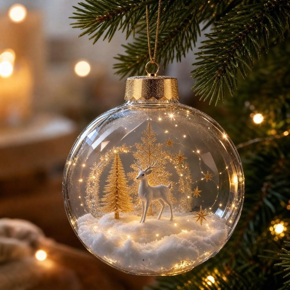 2D Flat Pattern Christmas Ball Ornament Shatterproof Hanging Light Up Ornament Pendant Window