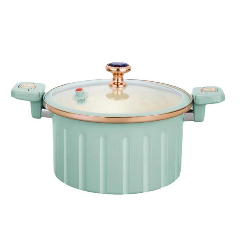 Супница с антипригарным эмалированным покрытием большого объема - Многофункциональная с двумя ручками для приготовления пищи при низком давлении