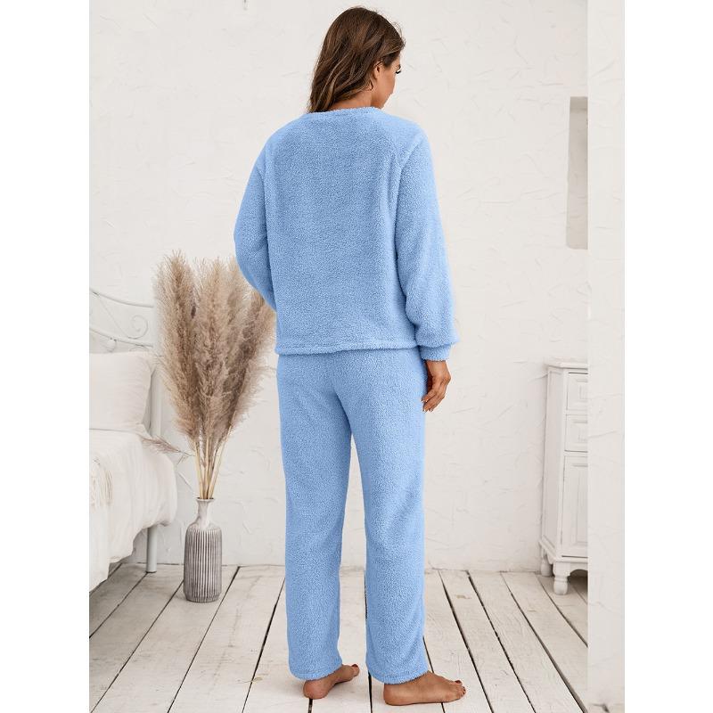 Plus Size Sweatshirt Pant Suit Loose Casual Homewear Double-sided Plush Two-piece Set