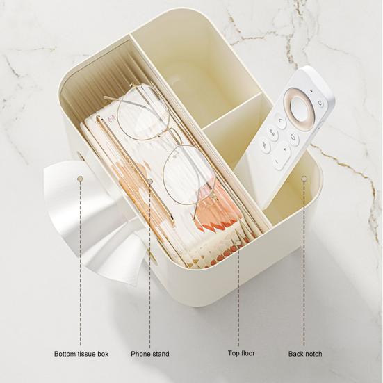 Многофункциональный держатель для крышки коробки салфеток с отделениями для хранения прямоугольных салфеток большой емкости