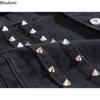 Плюс размеры 5XL 6XL мужской джинсовый жилет в стиле панк-рок с заклепками ковбойский черный джинсовый жилет модная мужская мотоциклетная джинсовая куртка без рукавов