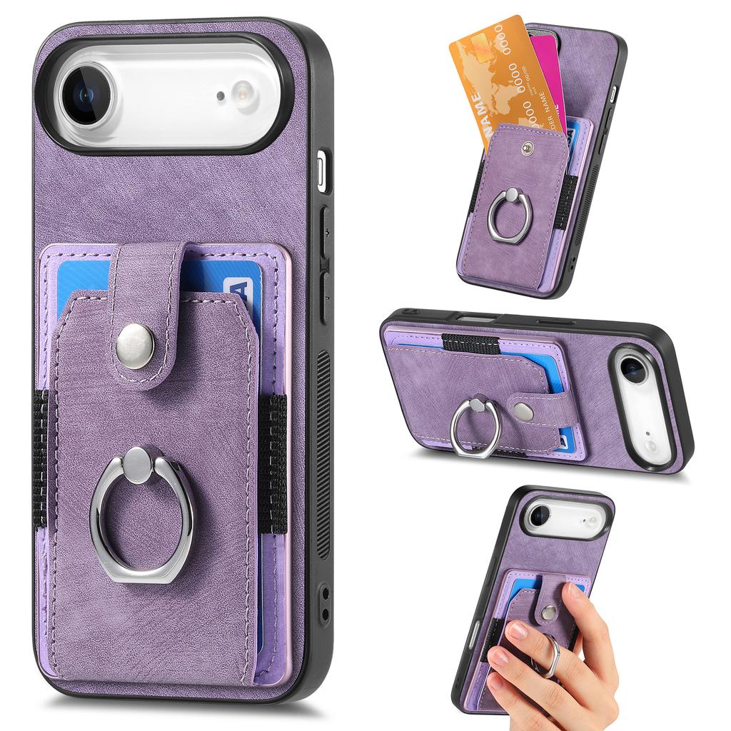 For iPhone Air Phone Case Leather Back Cover with Card Slots Kickstand