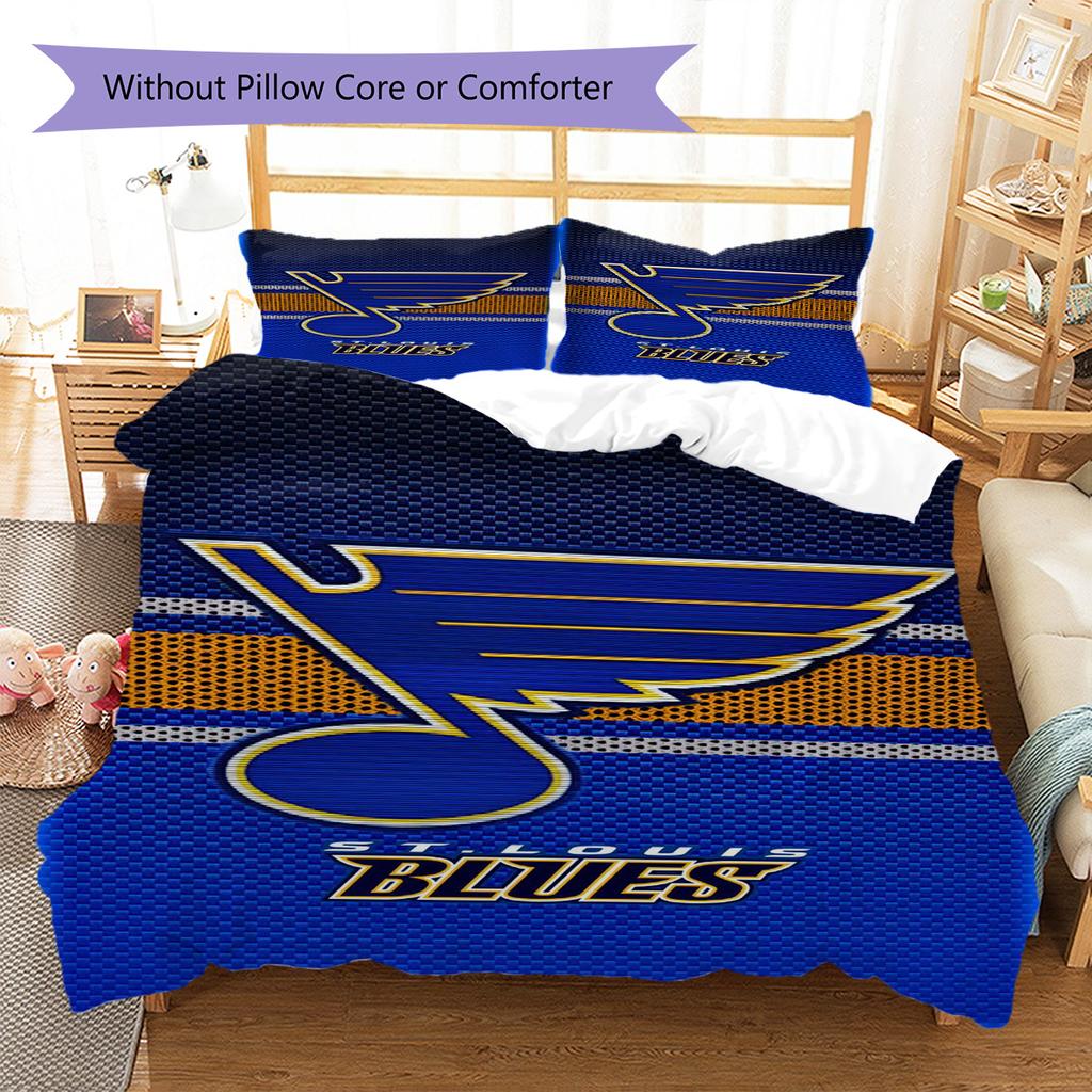 St. Louis Blues Pattern Bedding Set Quilt Cover Pillowcase Home Decor Gift (1 * duvet cover + 2 * pillowcase, without core)