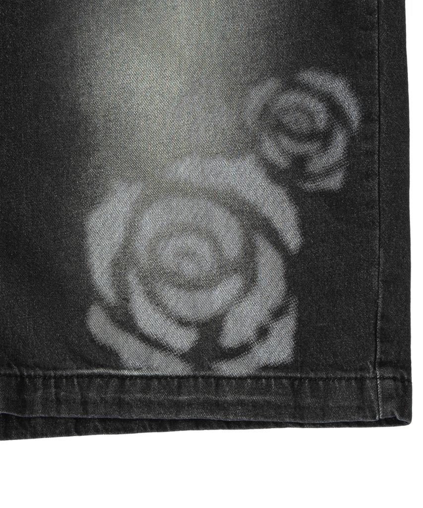 MISSLULZ Fire Rose Bermuda Denim Pants Black