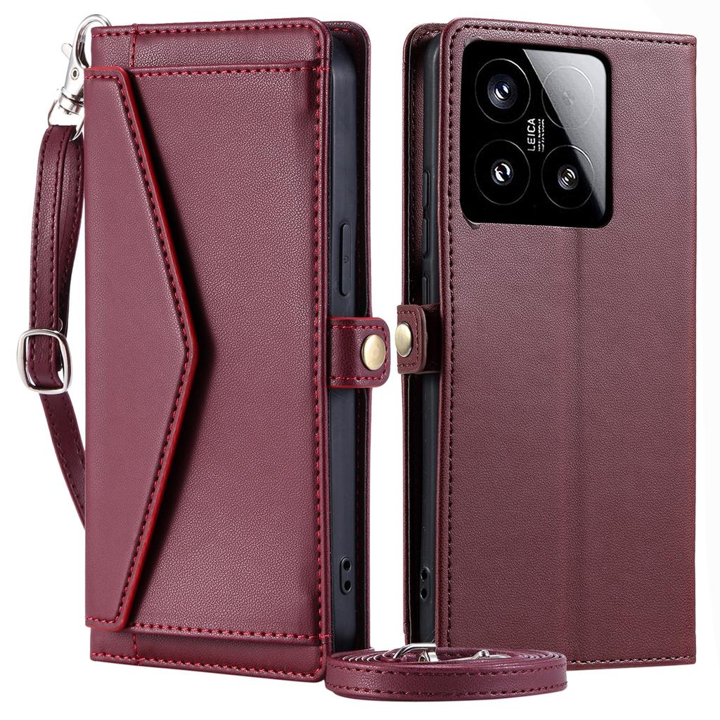 For Xiaomi 15 Leather Case Wallet Stand Phone Cover with Straps