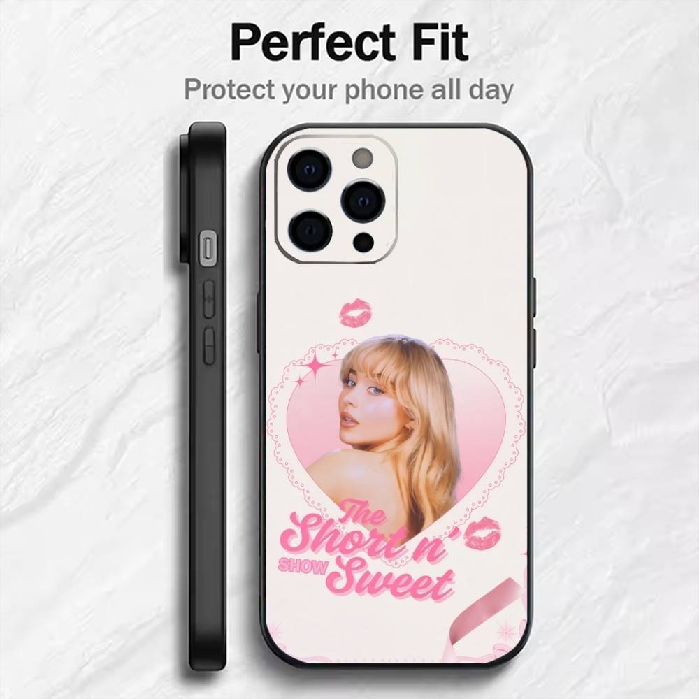BEAUTY S-SabrinaS C-Carpenter-r Sab Fan Phone Case For iPhone17,16,15,14,13,12 Plus,Max Soft Silicone Black Cover