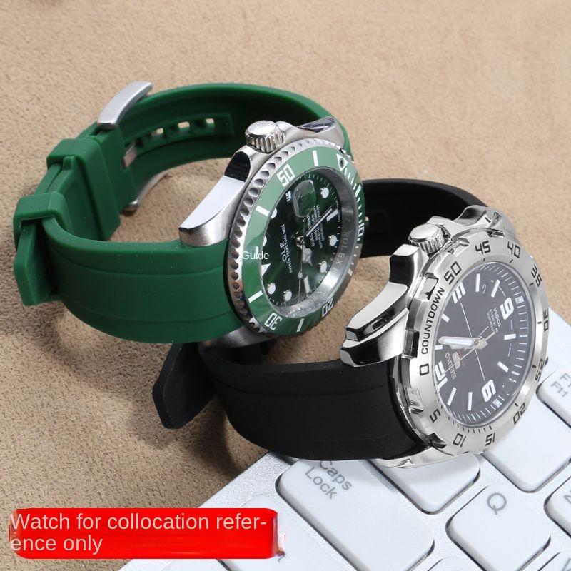 Резиновый силиконовый ремешок для Citizen Tissot Seiko Rolex с изогнутым концом, спортивный водонепроницаемый ремешок для часов, оранжевый браслет 18/19/20/21/22 мм