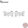 Bamoer, простые серьги-гвоздики с бантом из стерлингового серебра 925 пробы, серьги из белого золота с покрытием для женщин, девочек-подростков, милые изящные ювелирные изделия, подарок