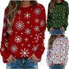 Модные женские рождественские принты для вечеринок с круглым вырезом и длинными рукавами, топы с головкой