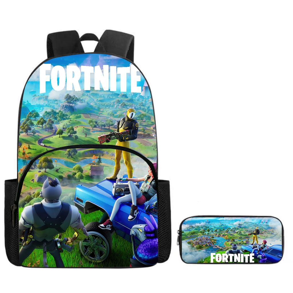 Набор: Большой рюкзак и пенал Fortnite - Мультяшные игровые школьные принадлежности для детей 5-8 лет, Унисекс подарок