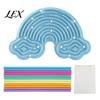 Portable Fidget Toys Silicone Sensory Activity Board, Christmas Tree Rainbow Ice Stick French Fries Calming Board with Strings, Silent Toy for Stress