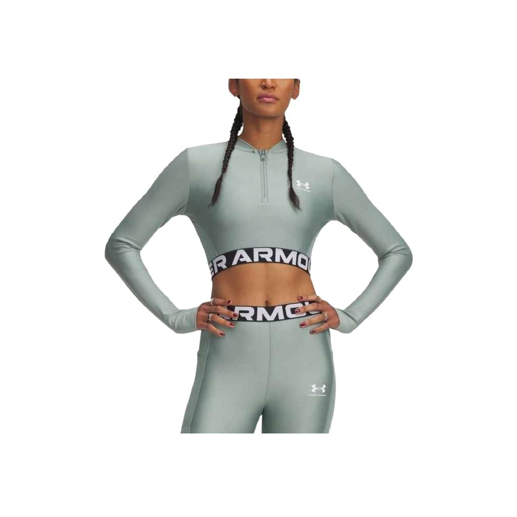 Under Armour HeatGear Логотип Удобная Мягкая Футболка с Коротким Рукавом Женские топы Лаймово-зеленый 1388692-348