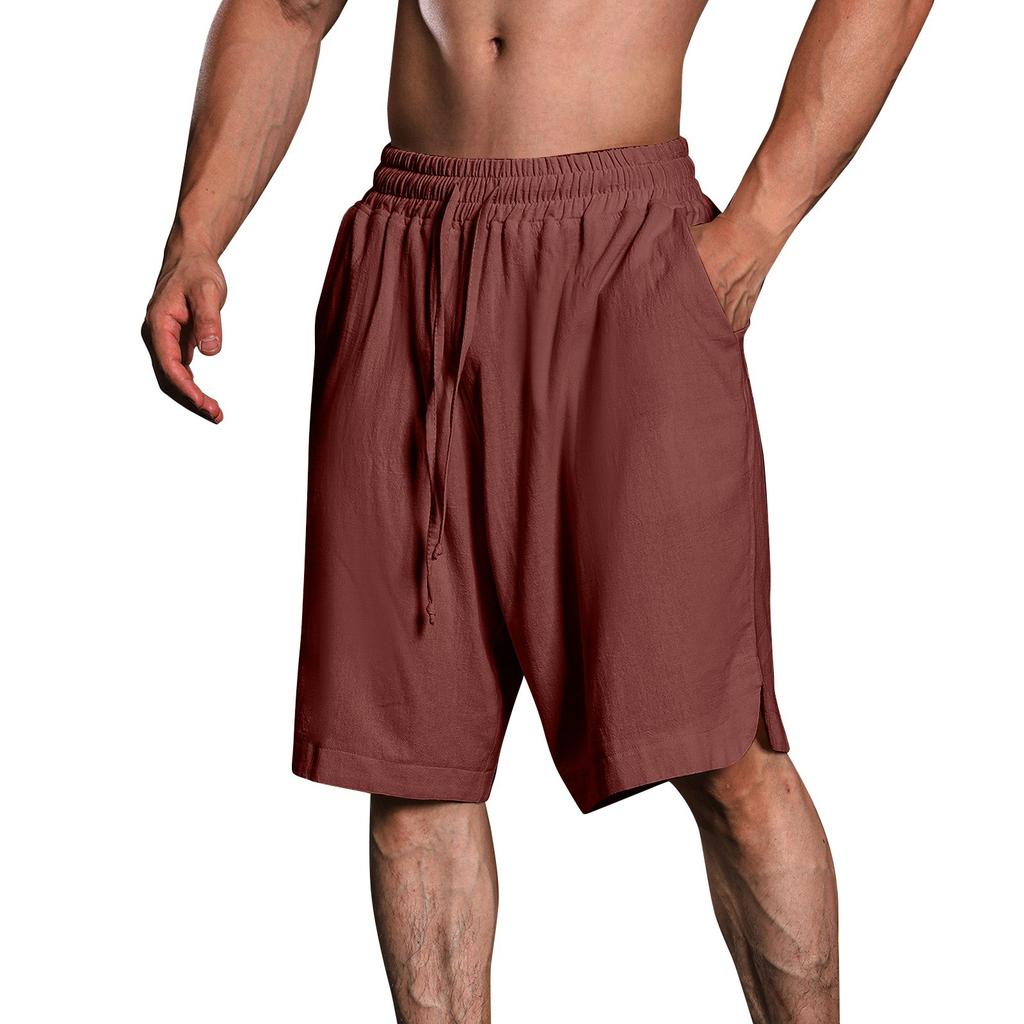 Мужские повседневные шорты на шнурке Мужские дышащие шорты из хлопка и льна