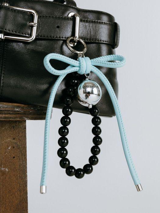 MOIFAIRE RIBBON BEAD KEYRING / SKYBLUE