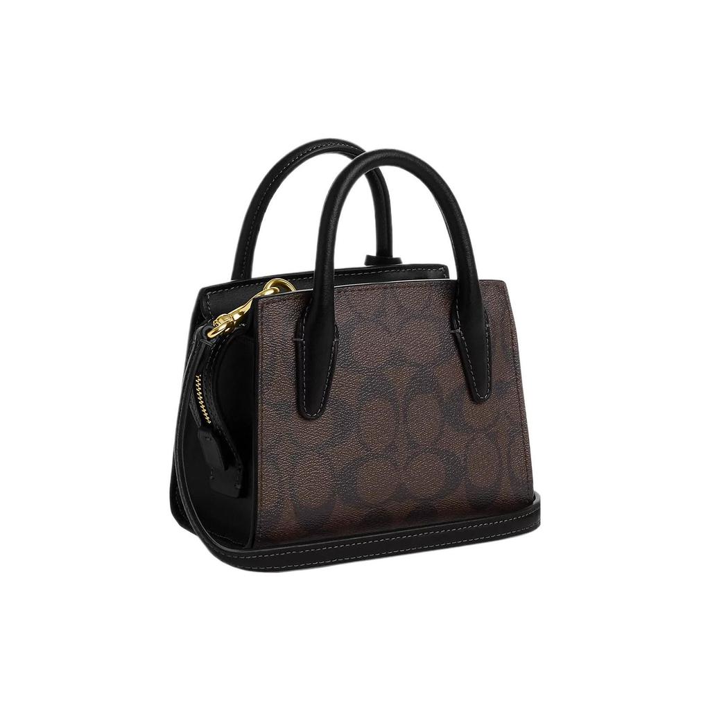 Coach Андреа 15 Золотой Логотип Классическая Монограмма Сумка-тоут из Покрытого Холста и Гладкой Кожи Сумка для Покупок Ручная Сумка Через Плечо Мини CO975-IMAA8