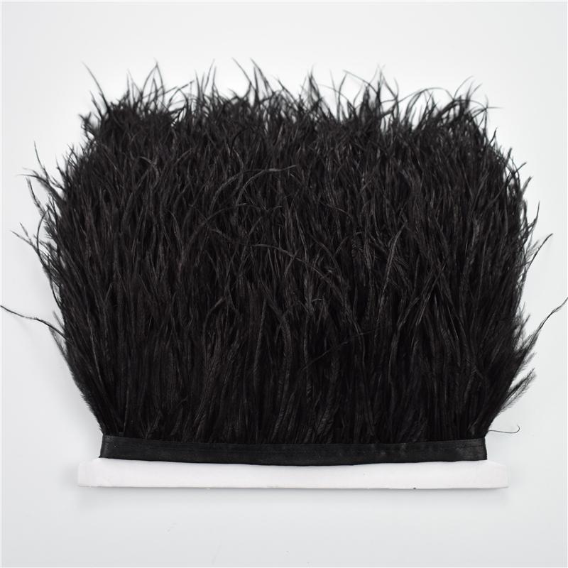 Перо 8-10 см Отделка страусиными перьями для шитья и рукоделия Черная перьевая бахрома для украшения юбки Натуральные перья Ленточная бахрома
