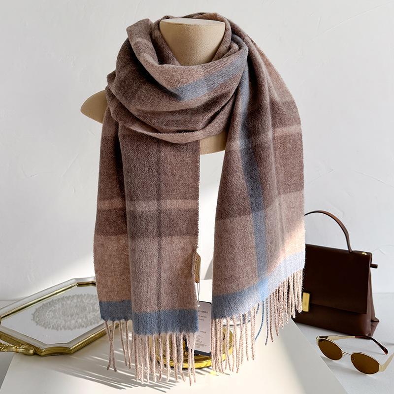 100% Wool Australian Pure Wool Plaid Scarf Winter Versatile Warm Couple Scarf