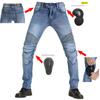 + Мотоциклетные джинсы мужские + Мотоциклетные ретро + Велосипедные брюки Гоночные брюки с защитой от выпадения дорог + Синий цвет стирки