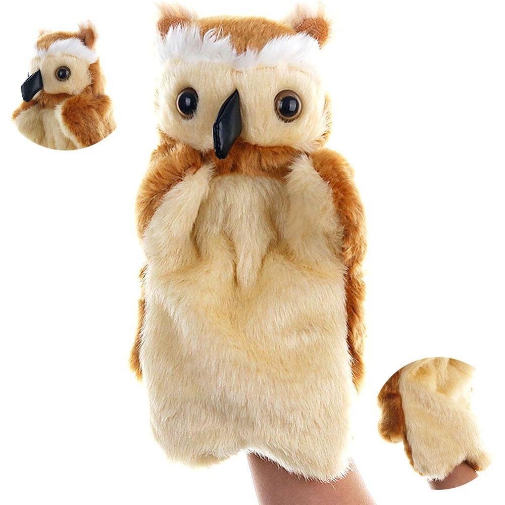 Plush Owl Hand Puppets Brown Baby Educational Toy Cute Finger Puppets  Kids