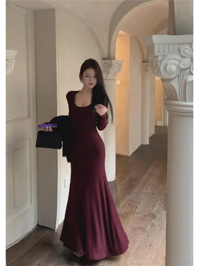 «Элегантное платье с длинными рукавами и фасоном «рыбий хвост»: «Идеальная посадка и соблазнительный силуэт для женщин»