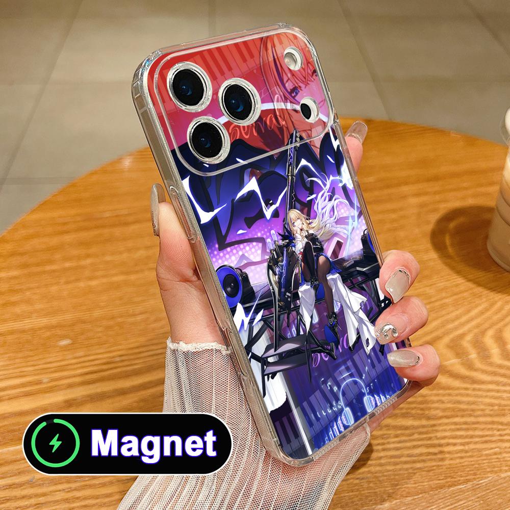 HSR Serval Прозрачный TPU Magsafe Чехол для Мобильного Телефона для iPhone 17 16 15 14 13 12 11 Air Pro Max Plus Mini Цветной Чехол
