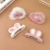 Super Cute Soft Plush Hair Clip Pink White Furry Plush Rabbit Ears Edge Bangs Clip BB Clip Barrette for Girls Hair Styling Tools