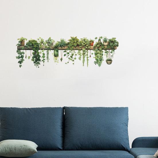 90x30 см наклейки на стену с зелеными растениями, водонепроницаемые, самоклеящиеся, из ПВХ, современная гостиная, детская спальня, растение в горшке, зелень, настенное художественное украшение, наклейка
