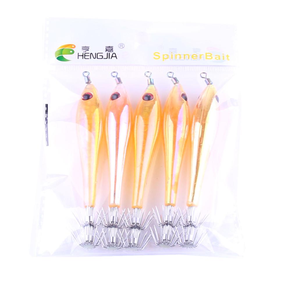 5PCS/LOT Shrimp Squid Jigs Jigging Squid Hook 9.5CM 6g Trout Lure Luminous Shrimp Squid Lure