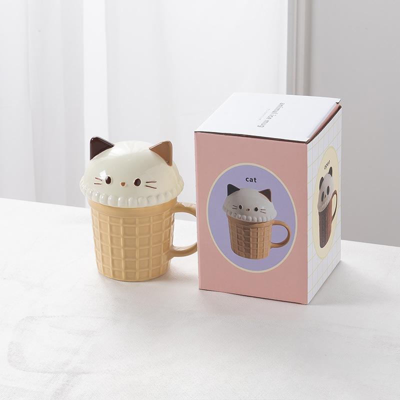 Cartoon Creative Ice Cream Cone Cup Cute Home Girl Water Cup High Value Mug Breakfast Milk Cup