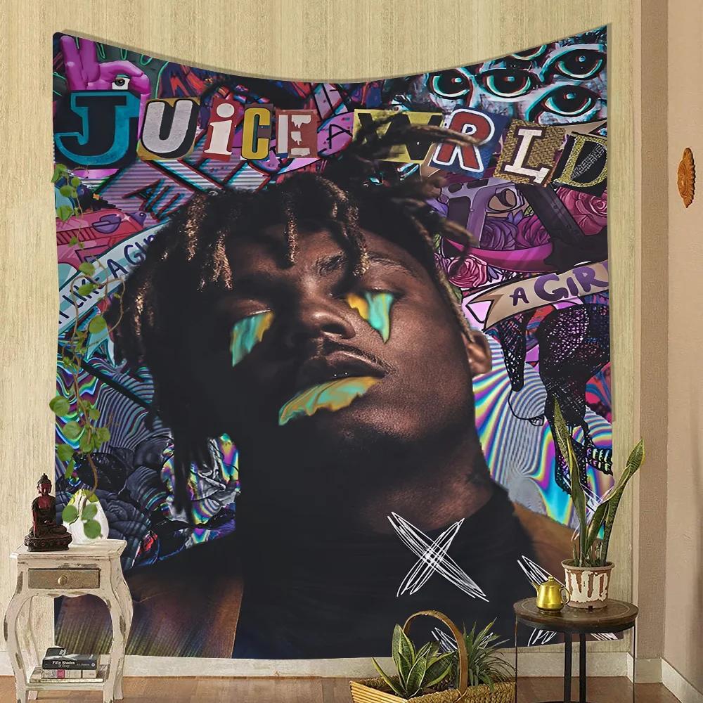 1 шт. Гобелен Juice Wrld с принтом, большой настенный гобелен, искусство, научно-фантастическая комната, домашний декор, декоративное одеяло