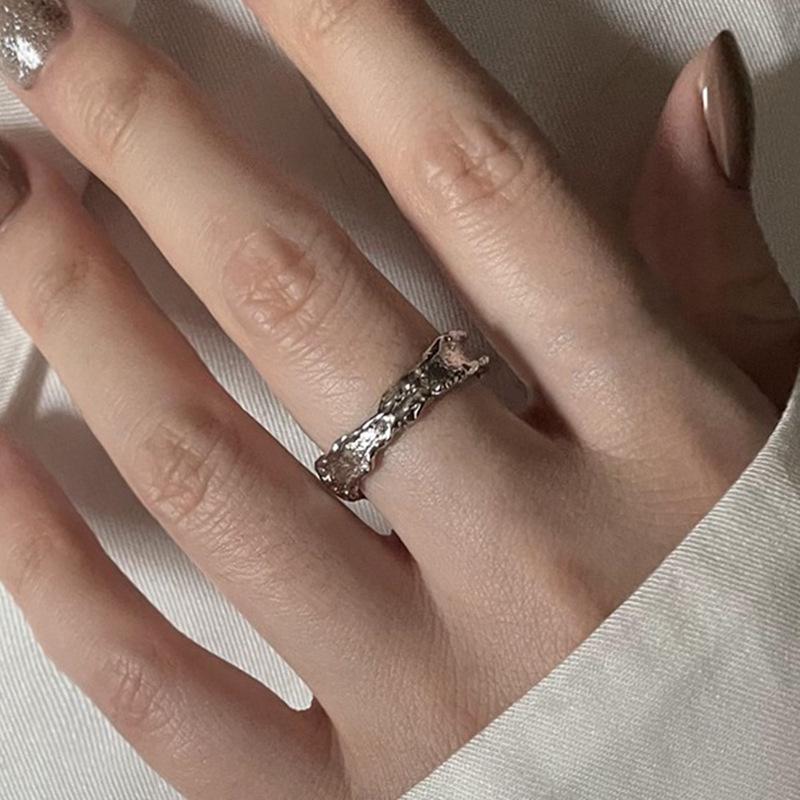 Кольцо из стерлингового серебра 925 пробы с неровным жемчугом - Женское стильное минималистичное кольцо с открытым дизайном