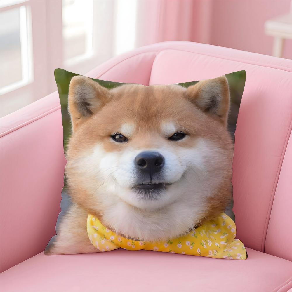 Adorable Japanese Animal Dog Art Cute Shiba Inu Cushion Cover Pillow Case Soft Skin Friendly Fabric Concealed Zipper