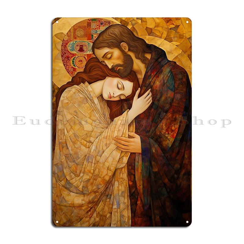 Healing Love The Embrace of Christ and Mary Magdalene Metal Plaque Poster Vintage Garage Custom Cinema Custom Tin Sign Poster
