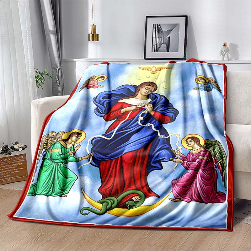 1 PC 3D printed flannel blanket (Our Lady of Guadalupe pattern) home blanket birthday gift..