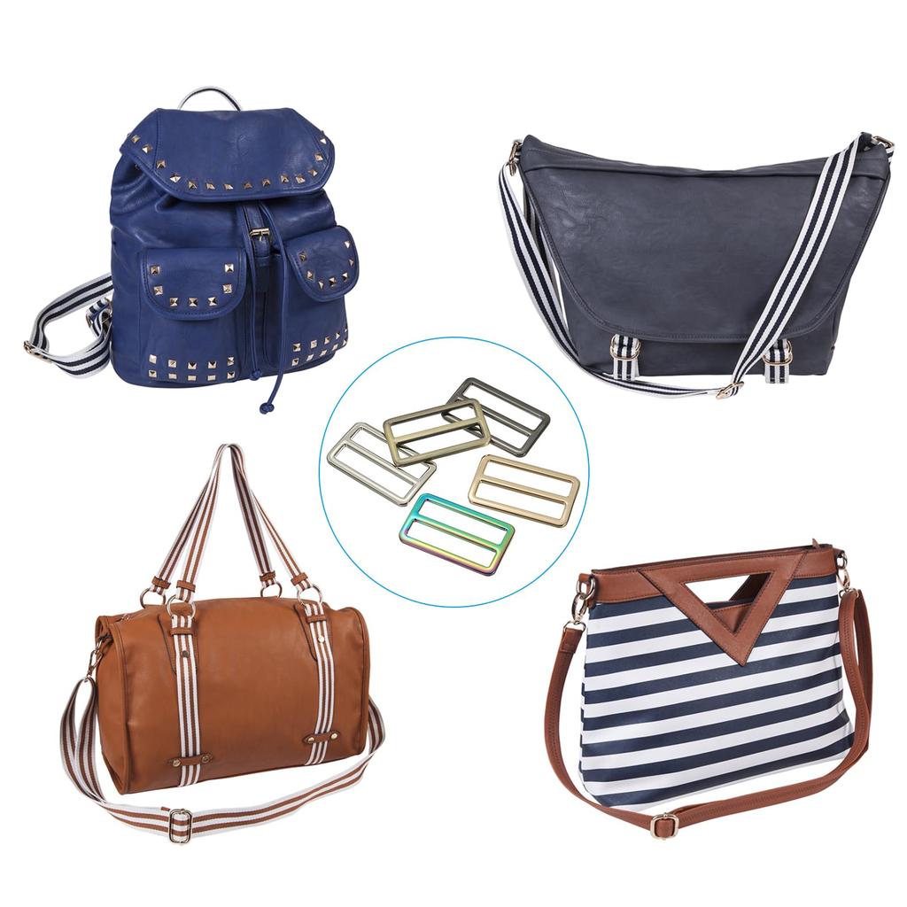 Flat Metal Slide Buckle 10pcs Slider Webbing Strap Belt Adjuster Strap Keeper for Leather Craft DIY Bag Belt Wallet Making Silver [PATIKIL] 2"/50mm