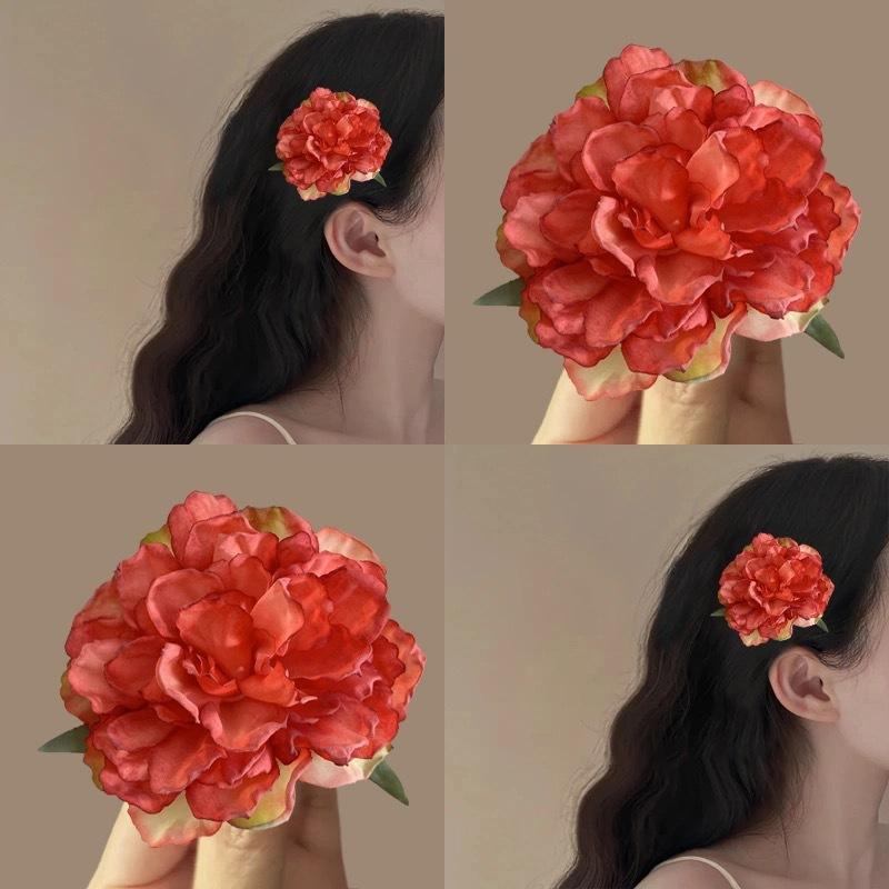 Flower antique peony flower hairpin atmosphere clip retro bangs side accessories hairpin photo headgear hair accessories