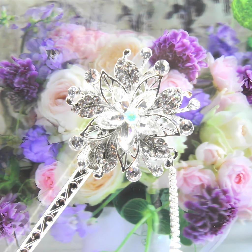 Miaomyao Single Hair Японский кубический снежный волос Прозрачный [Miaomyao] Шпилька для волос, украшение, платье, Tomesode, металл, антиквариат, цирконий, цветок, цветок,