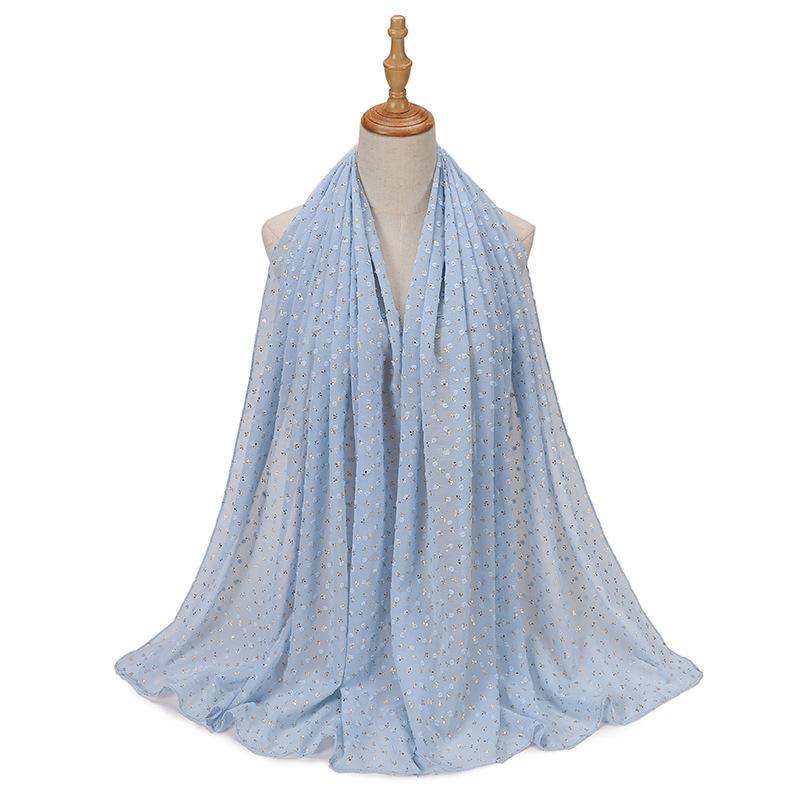 Шарф с жемчугом и штампами из шифона для женщин, однотонный хиджаб для головы, головной платок, однотонные шали, повязка на голову, Foulard Femme, мусульманский хиджаб