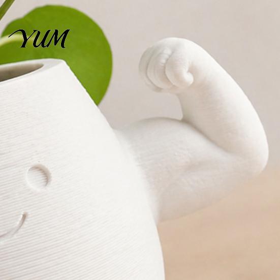 Modern Desk Decor Cute Muscular Man Planter, 3D Printed Smile Face Plant Novelty Gift for Lovers Pot, Decorative Funny Container Succulents