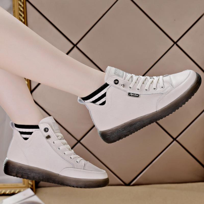 Soft Soled Single Shoe 2024 Autumn New Solid Color Versatile Casual Wedge Heel Lightweight Anti Slip Sports Women Sneakers