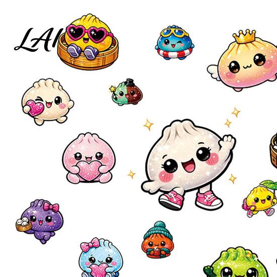 Cartoon Wall Decals for Kids Room 4 Sheets Bun Stickers Colorful Cute Decals Self-adhesive DIY Projects Steamed Stickers Nursery Room Cups,